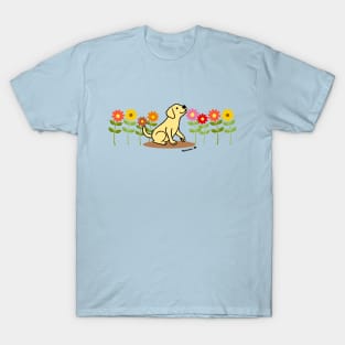 Yellow Labrador and Flowers T-Shirt